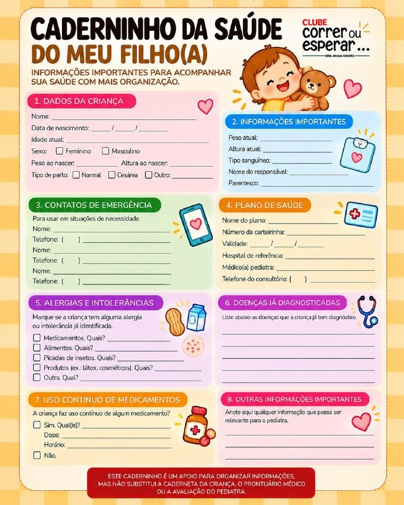 Capa de Caderninho da Saúde do Meu Filho